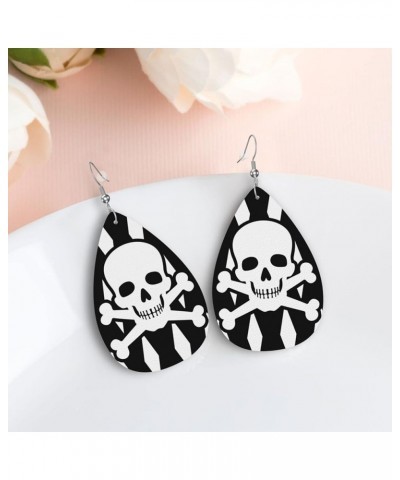 Skull Faux Leather Earrings For Women Girls Lightweight Teardrop Dangle Earrings Gift Skull $7.53 Earrings