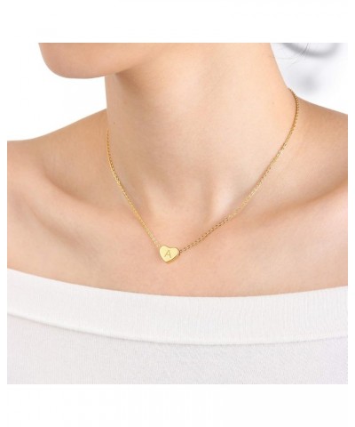 Heart and Disc Letter necklaces for Women Initial Pendant Necklace for Girls Silver J-Heart+Disc-Gold $8.09 Necklaces