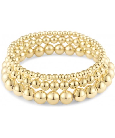 Gold Layered Beaded Bracelets for Women | Gold Filled Ball Bracelet for Women Girls(3pcs) $10.25 Bracelets