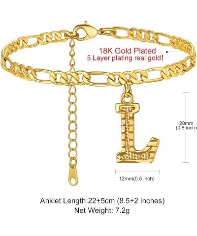 Anklets With Initials for Women, Personalized 4.5MM Gold Figaro Chain Letter Ankle Bracelets Summer Jewelry, 22-27cm Length L...