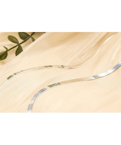 Sterling Silver 3MM, 4.5MM, 5.5MM Flexible Flat Magic Herringbone Chain Necklace 20 3MM Silver $26.59 Others