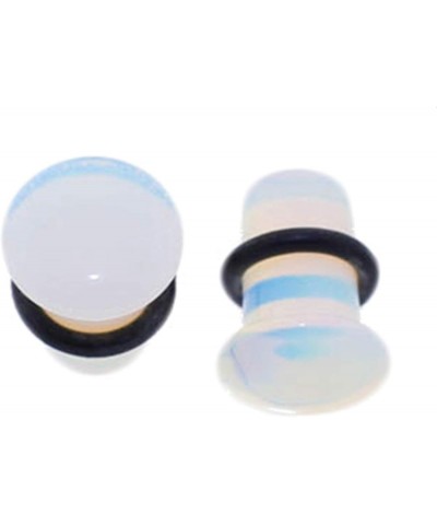 Pair of Single Flare Genuine Opalite Stone Organic Ear Plugs 4G (5mm) $9.43 Others