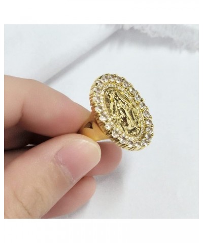 Our Lady of Guadalupe Virgin Mary Religious Ring Cubic Zirconia Statement Open Adjustable Rings Knuckle Middle Finger Bible V...