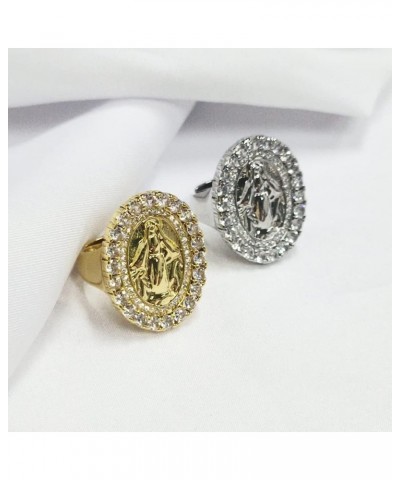 Our Lady of Guadalupe Virgin Mary Religious Ring Cubic Zirconia Statement Open Adjustable Rings Knuckle Middle Finger Bible V...