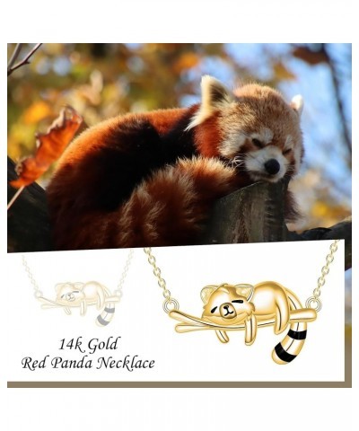 14k Real Gold Animal Necklace, Dainty Summer Jewelry Gift For Women Girls Valentine Christmas Mothers Day Gifts Red Panda Nec...