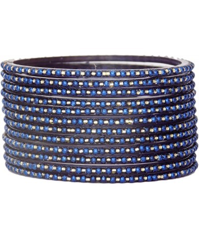 Indian Bollywood Traditional Glass Bangles Set Churi Multi Color Bangle Bracelet For Women Jewelry Bangles Dark Blue 2.4 Inch...