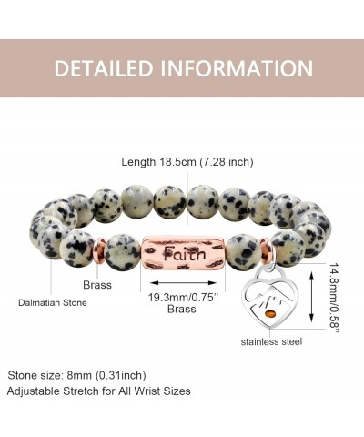 Natural Stone 8MM Beads Bracelet with Faith Mustard Seed Charms Inspirational Courage Bracelets for Women Men Dalmatian Stone...