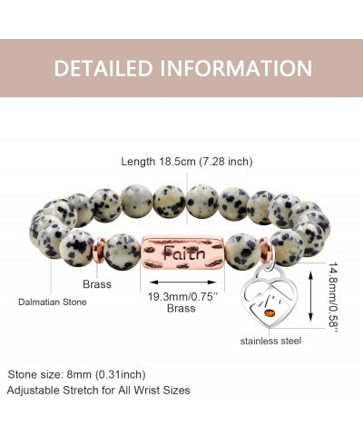 Natural Stone 8MM Beads Bracelet with Faith Mustard Seed Charms Inspirational Courage Bracelets for Women Men Dalmatian Stone...