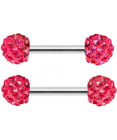 Pair of Swarovski Crystal Ferido gem Paved Surgical Steel Nipple Barbell Ring Piercing bar Rings 12g Red $13.97 Body Jewelry