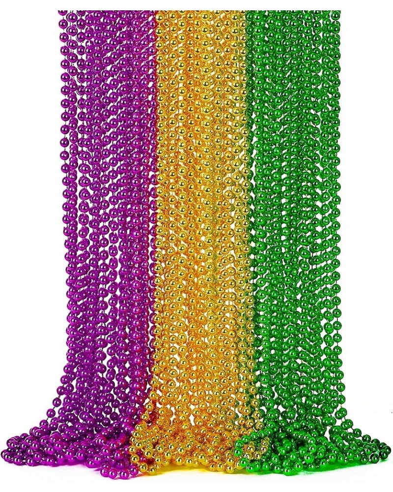 24PCS Mardi Gras Accessories, Mardi Gras Metallic Beads Necklaces Accessories Bulk, Mardi Gras Beads Costumes for Parade Thro...