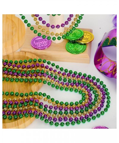 24PCS Mardi Gras Accessories, Mardi Gras Metallic Beads Necklaces Accessories Bulk, Mardi Gras Beads Costumes for Parade Thro...