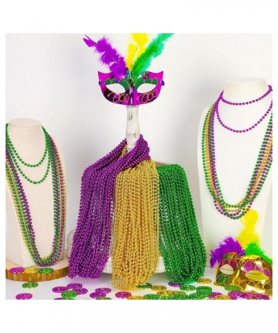 24PCS Mardi Gras Accessories, Mardi Gras Metallic Beads Necklaces Accessories Bulk, Mardi Gras Beads Costumes for Parade Thro...