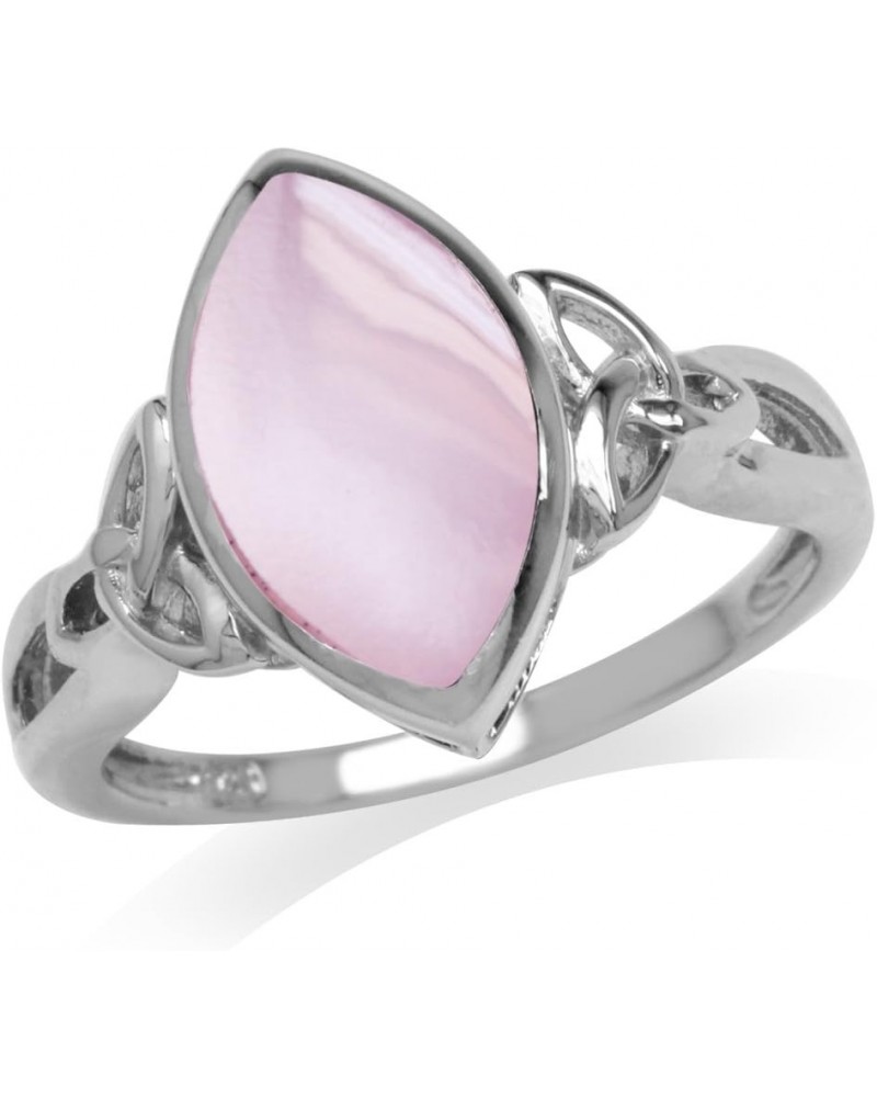 14x7mm Marquise Shape 925 Sterling Silver Triquetra Celtic Knot Ring Pink Mother Of Pearl-Rhodium Plated 7 $11.37 Rings