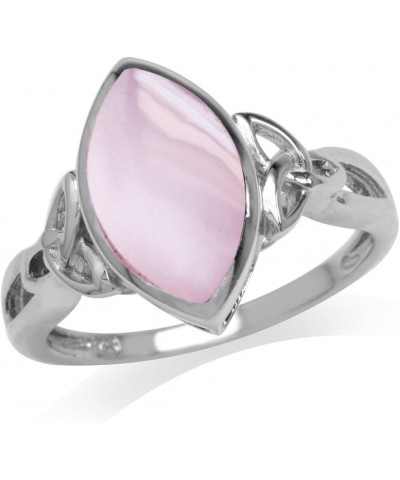 14x7mm Marquise Shape 925 Sterling Silver Triquetra Celtic Knot Ring Pink Mother Of Pearl-Rhodium Plated 7 $11.37 Rings