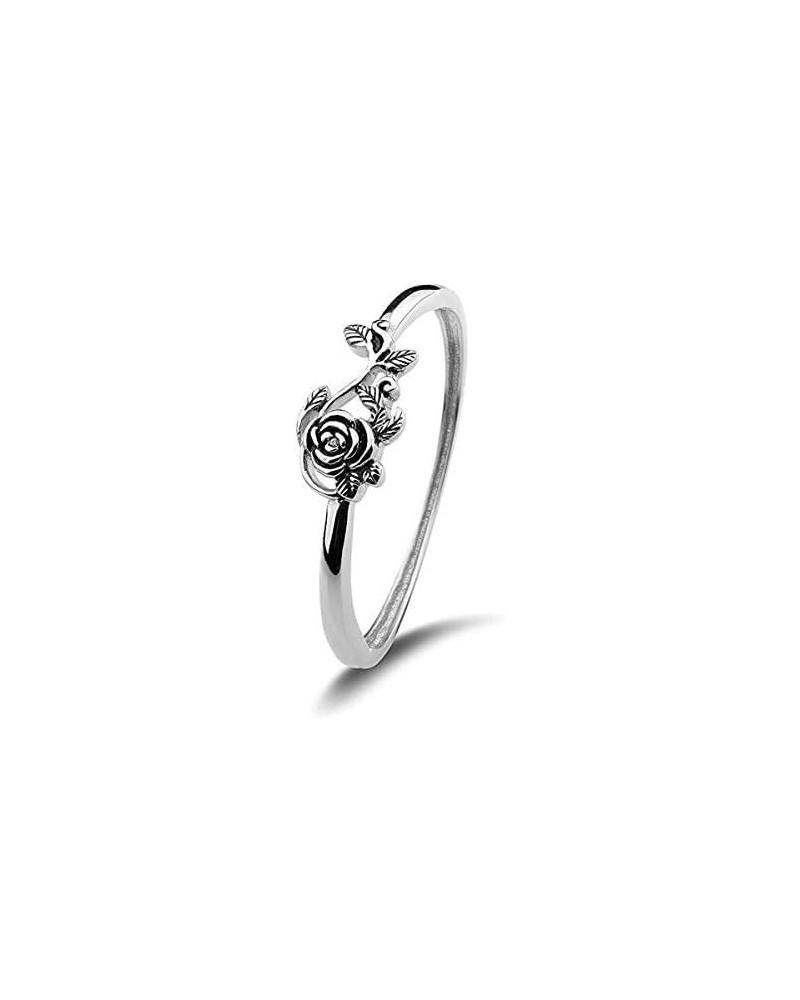 Tiny Rose Flower Silver Ring，Stacking Rings for Women Small Delicate Mosaic Ring Classic Everyday Ring for Women Fashion Pers...