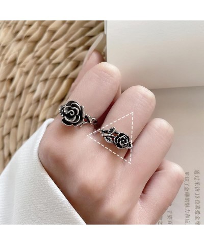 Tiny Rose Flower Silver Ring，Stacking Rings for Women Small Delicate Mosaic Ring Classic Everyday Ring for Women Fashion Pers...