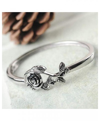 Tiny Rose Flower Silver Ring，Stacking Rings for Women Small Delicate Mosaic Ring Classic Everyday Ring for Women Fashion Pers...