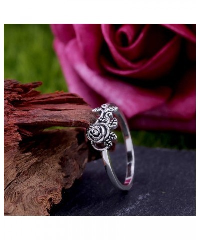 Tiny Rose Flower Silver Ring，Stacking Rings for Women Small Delicate Mosaic Ring Classic Everyday Ring for Women Fashion Pers...