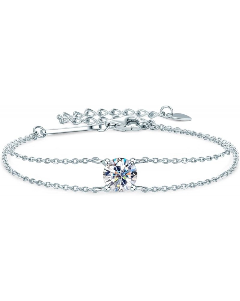 Fine Jewelry Moissanite Bracelets Valentines Day Gifts for Women, 14K White Gold Plated 925 Sterling Silver Women Bracelet, A...