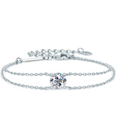 Fine Jewelry Moissanite Bracelets Valentines Day Gifts for Women, 14K White Gold Plated 925 Sterling Silver Women Bracelet, A...