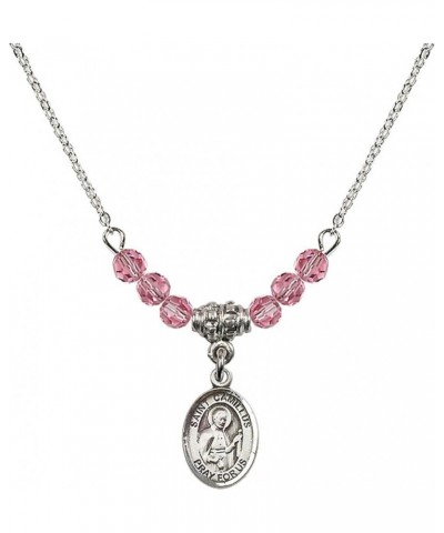 October Birth Month Bead Necklace with Catholic Patron Saint Petite Charm, 18 Inch Saint Camillus of Lellis $44.05 Necklaces