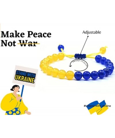 2 Pcs Set Ukraine Flag Bracelet with Natural Crystal Bracelet + Ukrainian Yellow Blue Bracelet Hand Braided Bracelet for Men ...