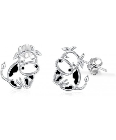 Cow Earrings 925 Sterling Silver Cow Drop/Stud Earrings for Women Cow Gifts for Birthday Style A $12.60 Earrings