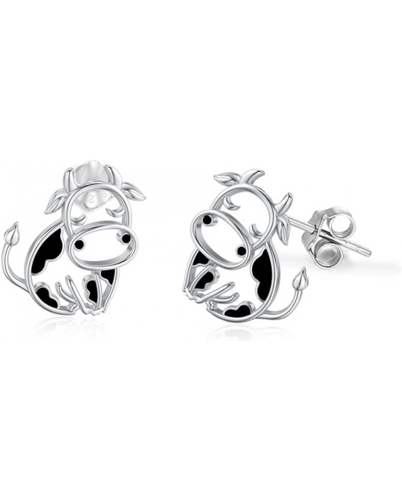 Cow Earrings 925 Sterling Silver Cow Drop/Stud Earrings for Women Cow Gifts for Birthday Style A $12.60 Earrings