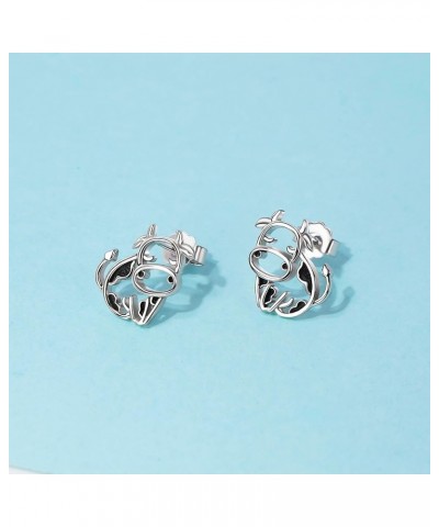 Cow Earrings 925 Sterling Silver Cow Drop/Stud Earrings for Women Cow Gifts for Birthday Style A $12.60 Earrings