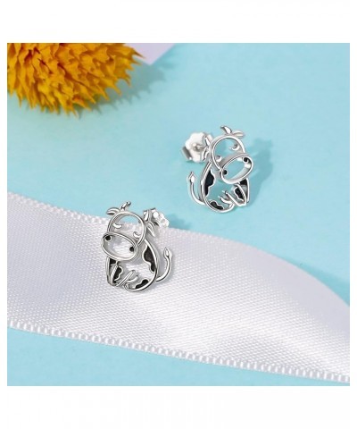 Cow Earrings 925 Sterling Silver Cow Drop/Stud Earrings for Women Cow Gifts for Birthday Style A $12.60 Earrings