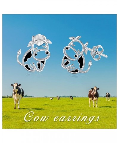 Cow Earrings 925 Sterling Silver Cow Drop/Stud Earrings for Women Cow Gifts for Birthday Style A $12.60 Earrings