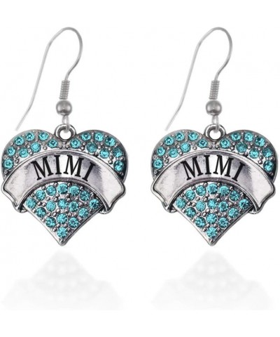 Silver Pave Heart Charm French Hook Drop Earrings with Cubic Zirconia Jewelry Mimi Aqua $10.79 Earrings