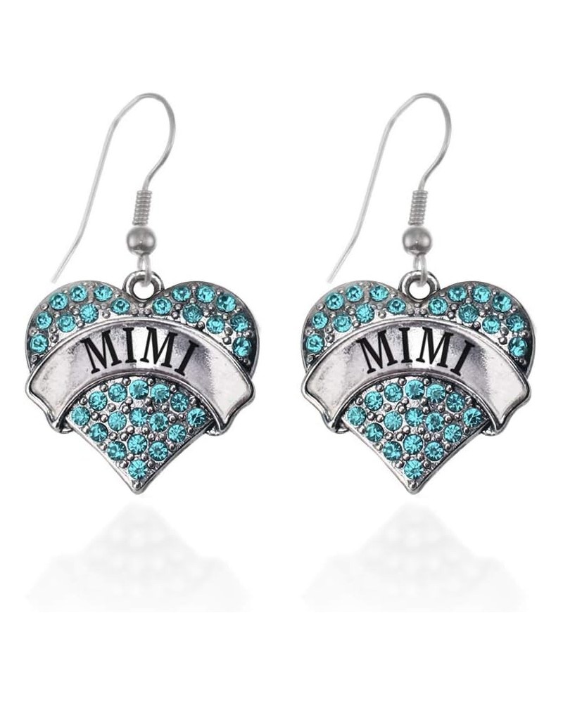 Silver Pave Heart Charm French Hook Drop Earrings with Cubic Zirconia Jewelry Mimi Aqua $10.79 Earrings