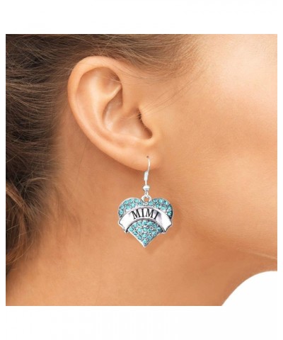 Silver Pave Heart Charm French Hook Drop Earrings with Cubic Zirconia Jewelry Mimi Aqua $10.79 Earrings