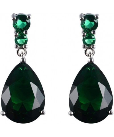 Women'S Engagement Party Teardrop-Shaped Dangle Earrings Single Stone Earring Designs green $3.51 Earrings