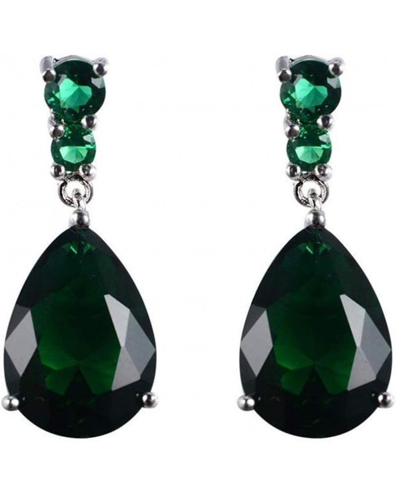 Women'S Engagement Party Teardrop-Shaped Dangle Earrings Single Stone Earring Designs green $3.51 Earrings