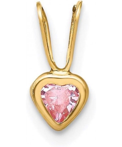 Charm Pendant 14K Yellow Gold Themed Cubic Zirconia CZ Heart Pink 10 mm 5 $39.90 Pendants