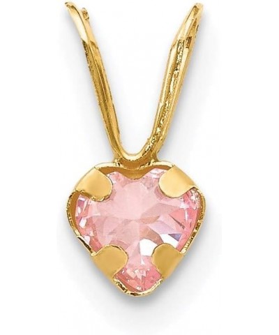 Charm Pendant 14K Yellow Gold Themed Cubic Zirconia CZ Heart Pink 10 mm 5 $39.90 Pendants