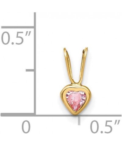 Charm Pendant 14K Yellow Gold Themed Cubic Zirconia CZ Heart Pink 10 mm 5 $39.90 Pendants