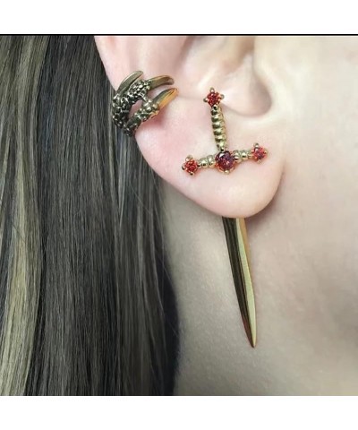 Gothic Sword Earrings Rhinestone Dagger Earrings for Women Men Punk Cool Sword Screw Earrings Cross Sword Earrings Retro Swor...