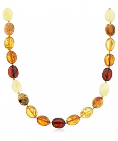 11-13mm Multicolored Amber Bead Necklace With Sterling Silver 20.0 Inches $62.64 Necklaces