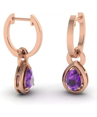 Natural and Certified Gemstone Drop Earrings in 14K Solid Gold | 0.64 Carat Earrings for Women 14K Rose Gold Amethyst $294.80...