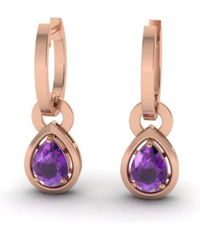 Natural and Certified Gemstone Drop Earrings in 14K Solid Gold | 0.64 Carat Earrings for Women 14K Rose Gold Amethyst $294.80...