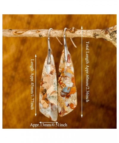 Imperial Jasper Stone Drop Earrings for Women Geometry Leaf Shape Waterdrop Jewelry Shoushan $8.31 Earrings