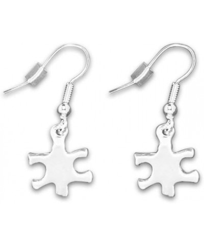 | Silver Autism Awareness Puzzle Piece Shaped Earrings – Bulk Autism/Asperger's Hanging Puzzle Earrings for Fundraising, Rese...