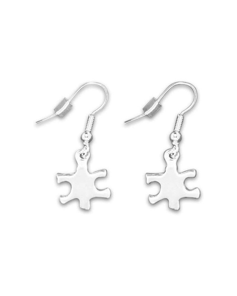 | Silver Autism Awareness Puzzle Piece Shaped Earrings – Bulk Autism/Asperger's Hanging Puzzle Earrings for Fundraising, Rese...