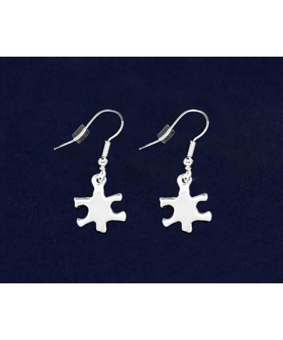 | Silver Autism Awareness Puzzle Piece Shaped Earrings – Bulk Autism/Asperger's Hanging Puzzle Earrings for Fundraising, Rese...