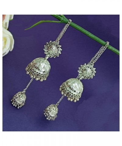 Indian Bollywood Bridal Designer Jewelry Faux Pearl Oxidized Traditional Earrings for Women and Girls, Grey $12.50 Earrings