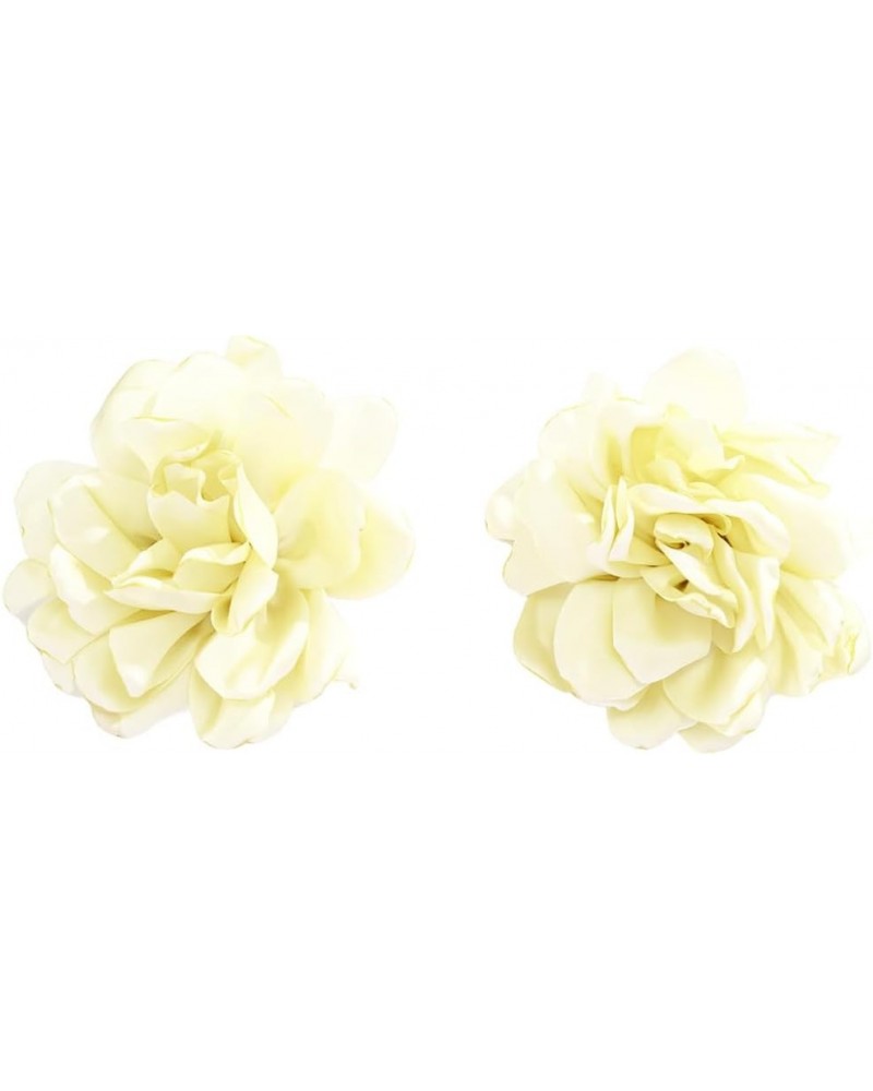 Statement Stud Earrings, Oversized 3D Flower, Lightweight Dress Up Beige $7.94 Earrings