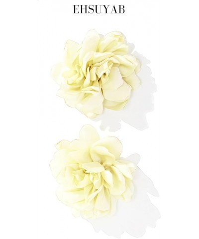 Statement Stud Earrings, Oversized 3D Flower, Lightweight Dress Up Beige $7.94 Earrings